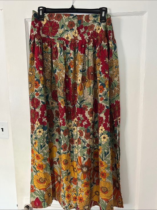NATURAL LIFE Dresses & Skirts - NATURAL LIFE Retro Floral Maxi Skirt in Red, Yellow & Green